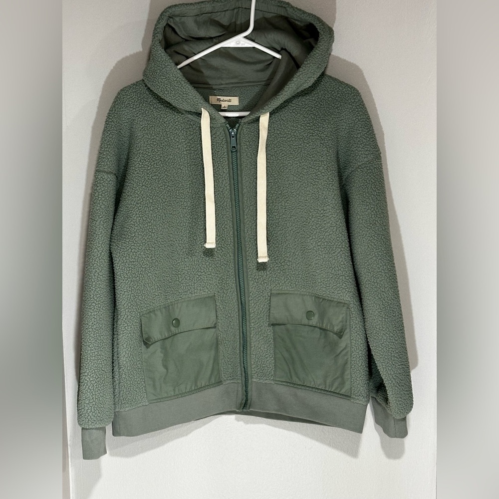 Madewell. Seafoam Green Hooded Zip-Up Jacket. Size M.